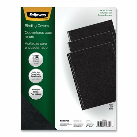 FELLOWES Executive Leather-Like Presentation Cover, Square, 11x8.5, Blk, PK200 5229101